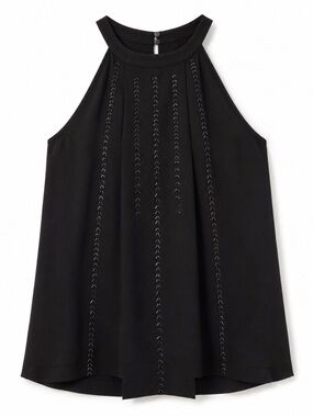Paper Crane Black Embellished Halter Tank Top Size Large